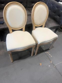 New-French Country Dining Chairs Set of 2,Farmhouse Upholstered Dining Room Chairs with Round Back and Solid Leg,Fabric Kitchen Side Chairs for Kitche