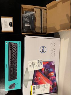 NIB Dell monitor, Dell docking station, Logitech keyboard and mouse