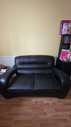 Black Leather Loveseat Sofa