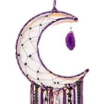 Handmade Crystal Agate Moon Dreamcatcher