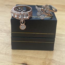 Costume Jewelry Rose Gold Rings Size 7