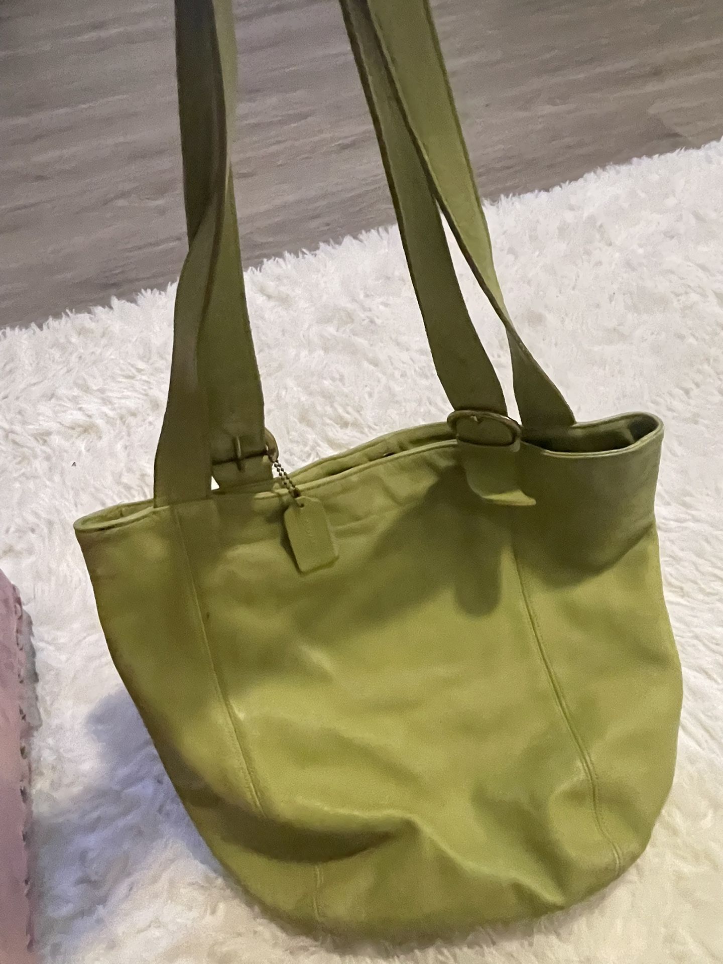 Lime green Vintage Xl Coach Shoulder Bag