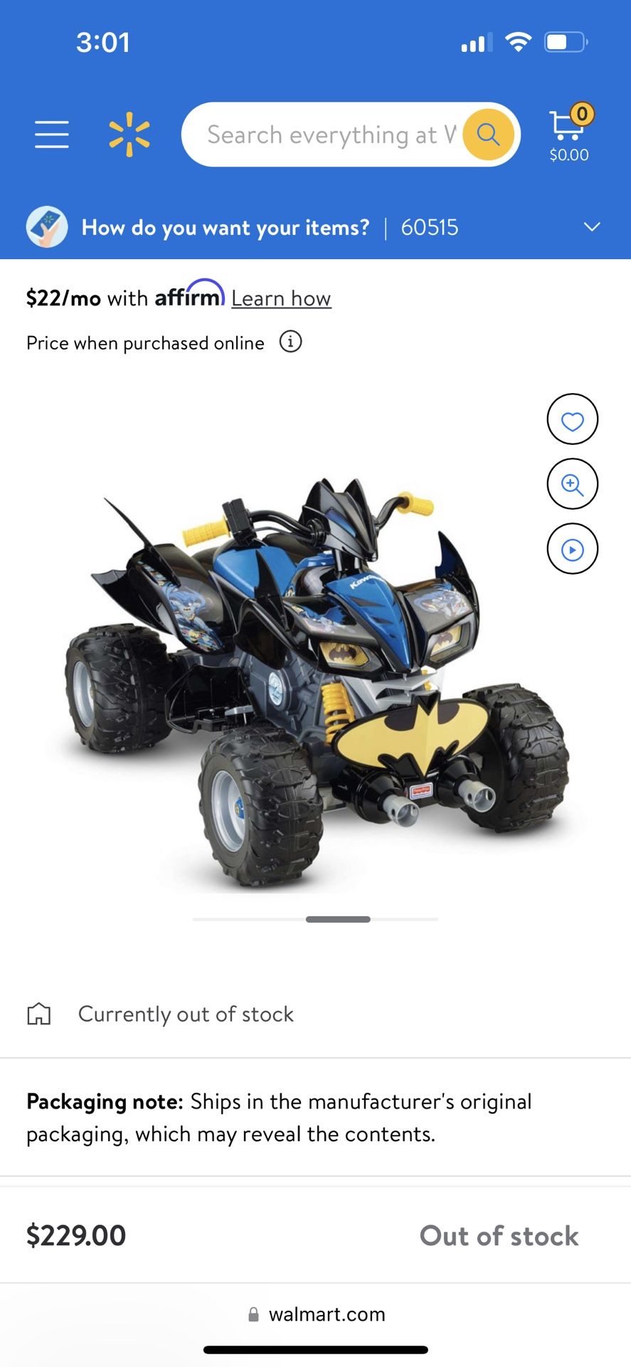 Power wheels Kawasaki Batman ATV (retail $229) - Make An offer!