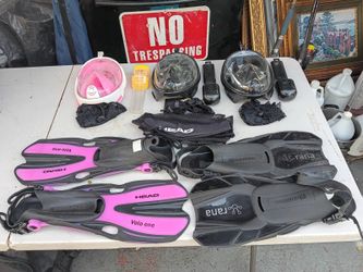 Caretas de buceo y patas de rana
