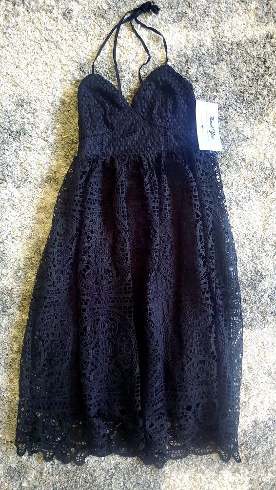 Just Me Lace And Lined Open corset zipper back Women party Cocktail Dress. Sz.M