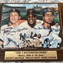 Willie Mays, Mickey Mantle, Duke Snider AUTOGRAPH 