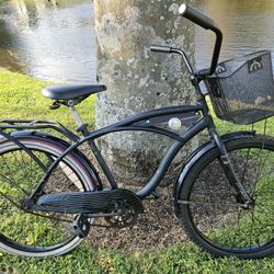 Black Comfort Cargo Cruiser Working Bike w/ Fenders, Basket & Rack
