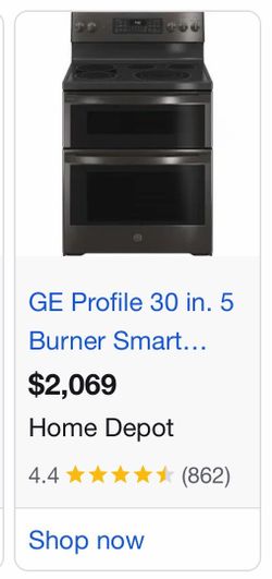 GE Black 30-inch Free-standing electric double oven convection range