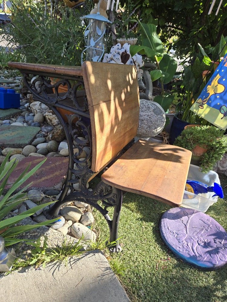 Antique Cast Iron School Desk