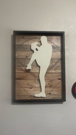 Hobby Lobby Baseball Wood Pitcher Wall Art