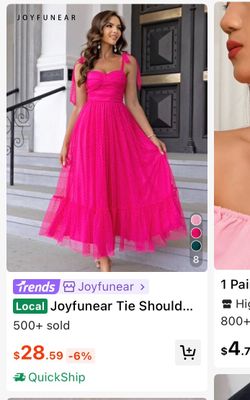 Hot Pink Tulle Midi Dress