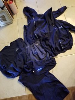 Blue academy sweatshirt, jackets and polo shirts