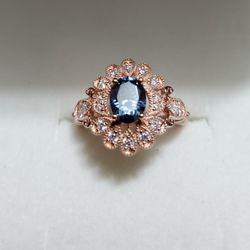 Blue Moissanite Engagement Ring 1.5ct Oval Cut Lab Grown
