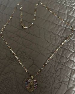 Virgin Mary Heart Pendant Necklace