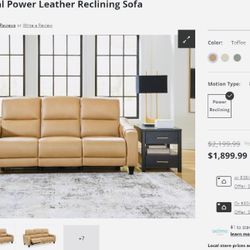 Mosswell Dual Power Leather Reclining Sofa 