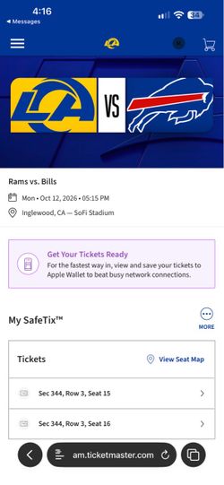 Rams bills ticket and parking