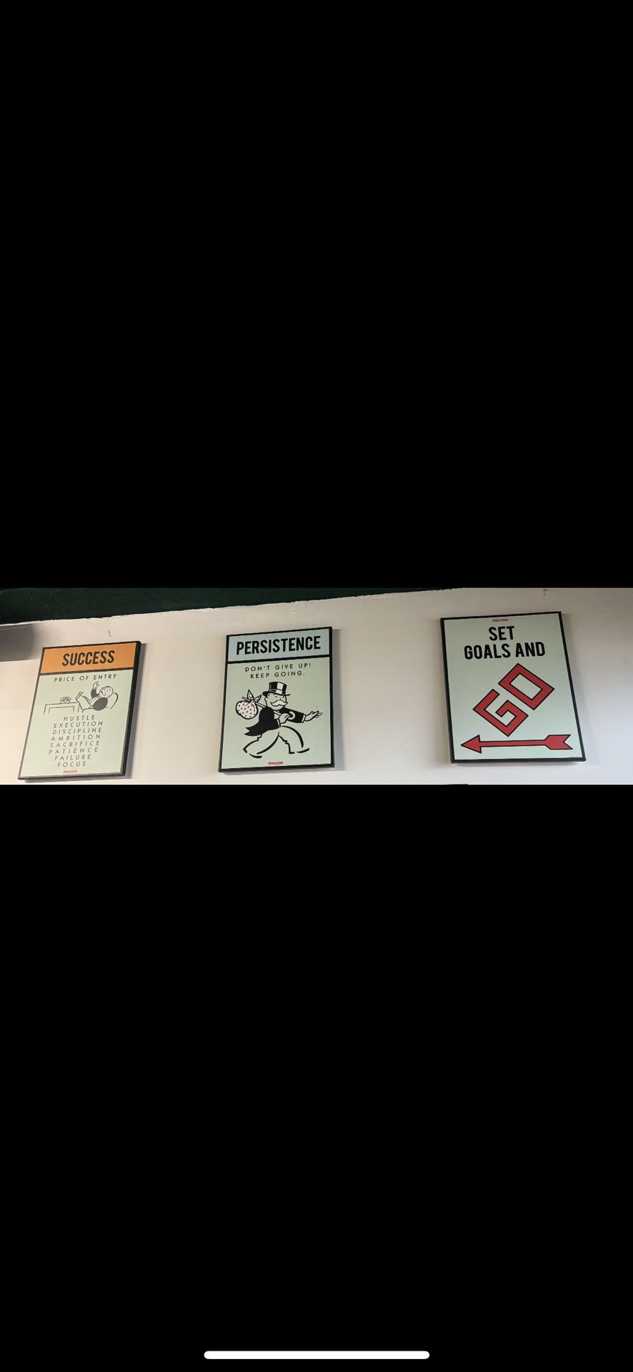 Monopoly 3 Frames Art Success Persistence Goals