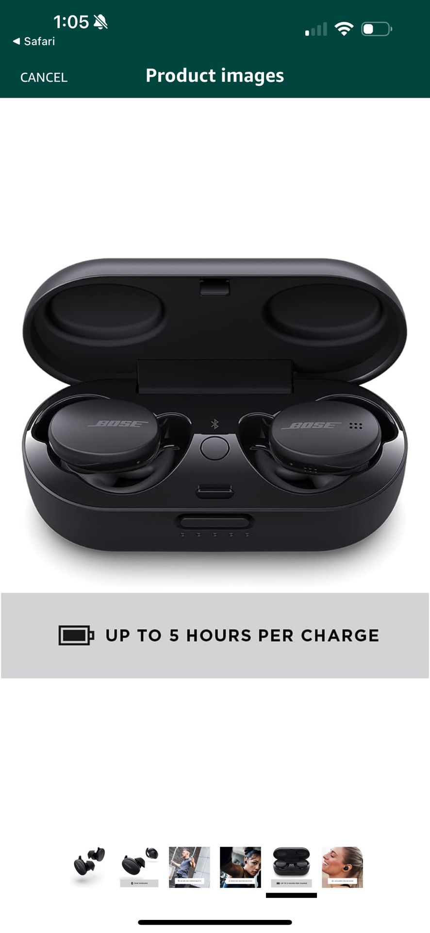 Bose Sport Earbuds - Wireless Earphones - Bluetooth In Ear Headphones for Workouts and Running, Triple Black