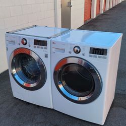 LG Front Load Washer And Stackable Gas Dryer Set 