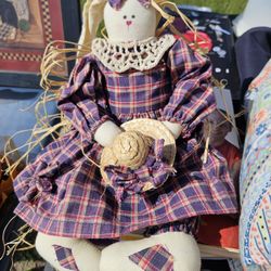 Decorative Cat in Plaid Dress