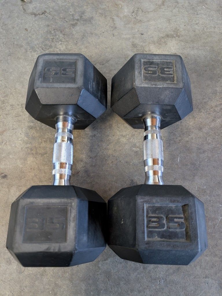 Pair 35 Lb Dumbbells