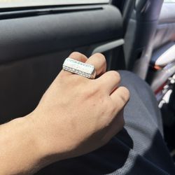 Silver Two Finger Name Plate Ring 