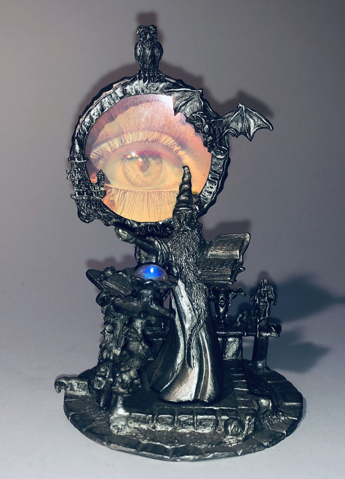 Pewter Wizard Sculpture Figurine Eye Hologram Gallo Pewter Artist Signed
