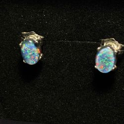 Sterling Silver Opal Earrings 