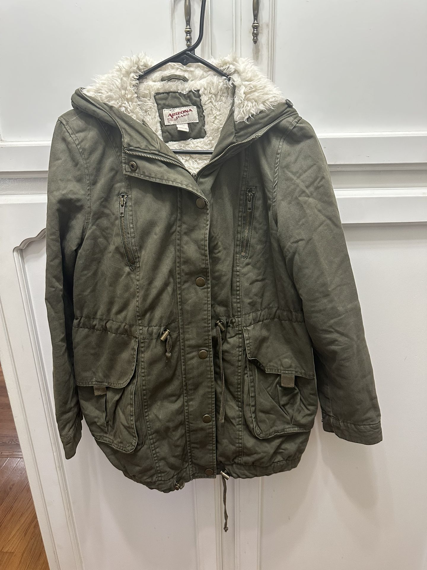 Original Arizona Jean Jacket Green With Fur In Hood
