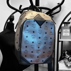 MCM Silver And Black Backpack