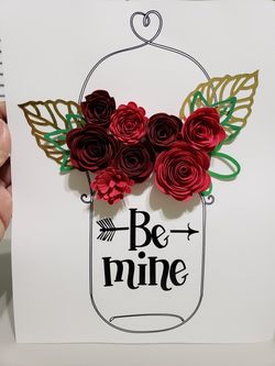 VALENTINES DIY - Paper flowers drawing Manson Jar (Frame it Yourself)