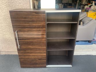 Wood Grain Storage Cabinet with Shelves