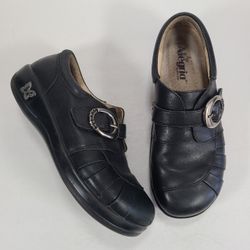 Alegria Khloe Black Nappa Black Leather Professional Shoe Women Size 9