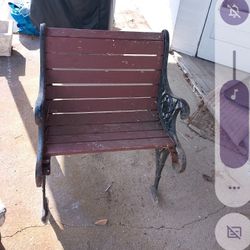 Antique Outdoor Bench With Dog Leg,Cast Iron Frame