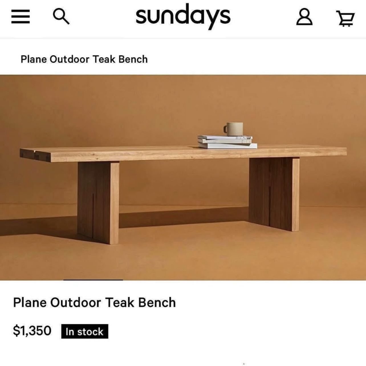 Free Delivery! NEW IN-BOX! Sundays™ Solid Teak Wood Modern Dining Bench Outdoor/Indoor (Retail $1,350+tax)
