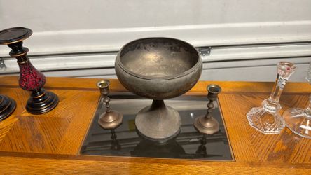 Antique candle stick and decoration set