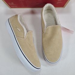 Vans Asher Slip-On Suede Sherpa Desert Taupe Sneakers Women Size 10