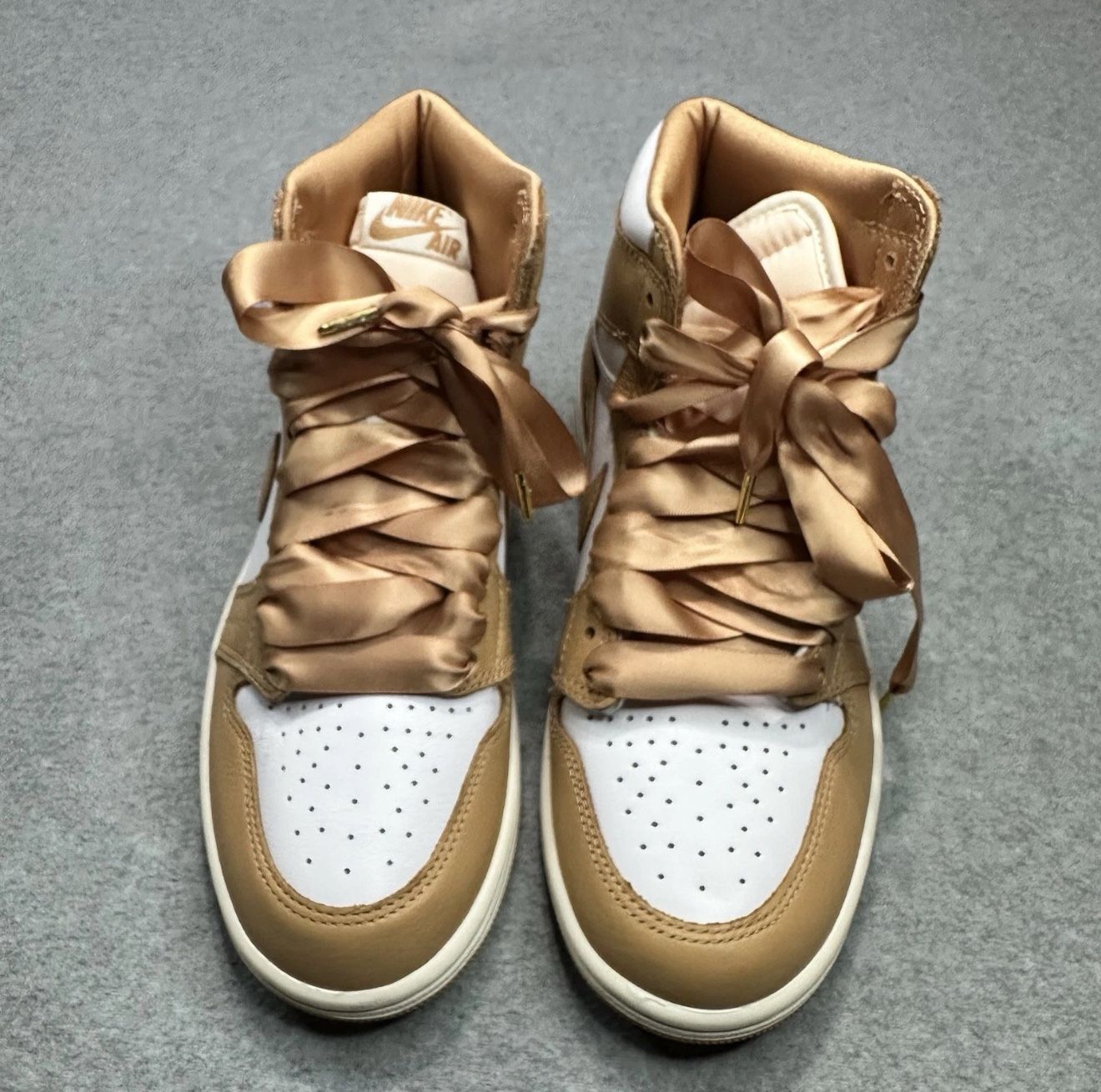 Air Jordan 1 High Retro Praline Womens 7.5 Satin Ribbon Laces White-Sail