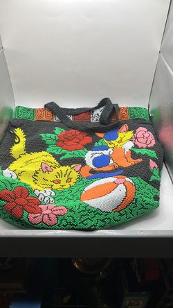 Vintage bag with cat design