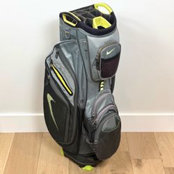 NIKE Performance Golf Cart Bag Camo 14-Way Divider w/ Rain Cover Gray/Yellow