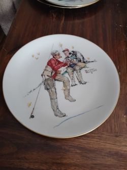 Vintage Norman Rockwell ltd. Edition fine china plate summer trout dinner 1980