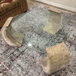 Faux Marble And Glass Coffee Table