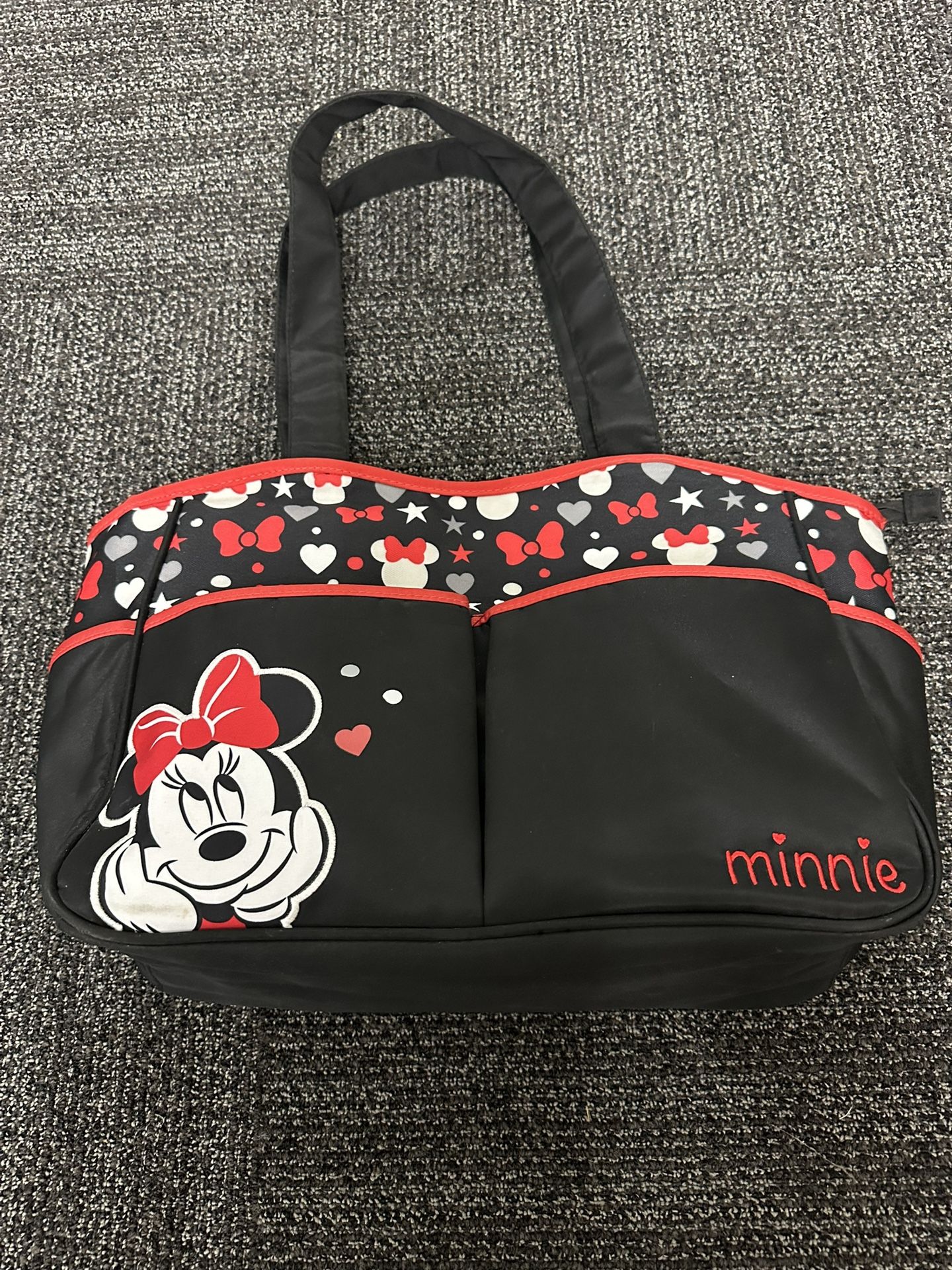 Disney Minnie Mouse Black Diaper Bag Tote Baby Travel Bag Multi-Pocket Storage
