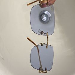 Cartier Sunglasses Gold Blue Lenses 