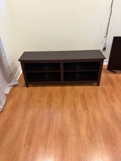 Dark Brown TV Stand with Open Shelves