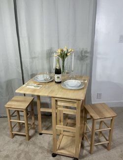 Multi-Purpose Breakfast Bar & 2 Stools SPACE SAVER