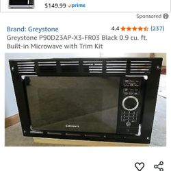 Greystone Black 0.9 cu. ft. Built-in Microwave 