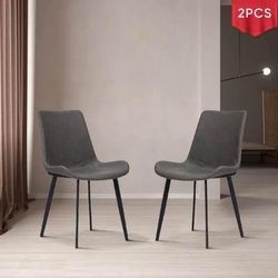 Till Modern Uphostered PU Leather Dining Chair, Iron Feet , Assembly Needed(Set of 2)