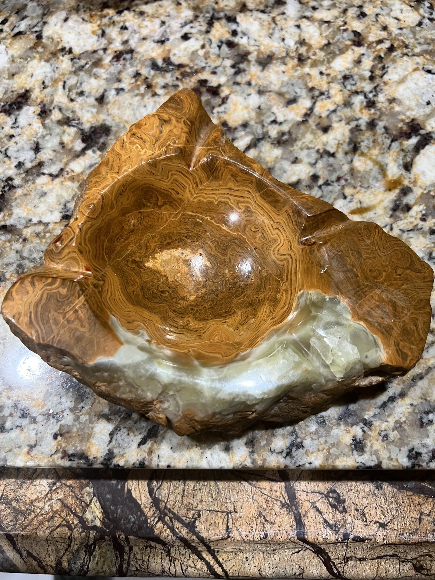 1960s Brutalist Onyx Ashtray   Great  Mid Century Piece  