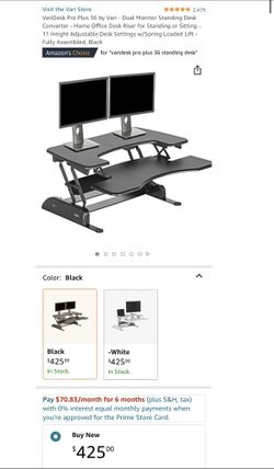 Like new! VariDesk Pro Plus 36 by Dual Monitor Standing Desk Converter - Home Office Desk Riser for Standing or Sitting - 11 Height Adjustable